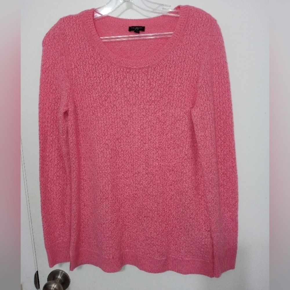 Talbots Soft Pink Long Sleeve waffle Knit Lambswool Stretch Sweater Petite Small